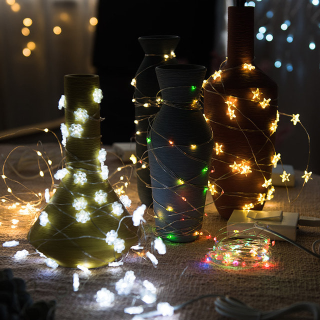 LED 큐빅 별장식 50구 전구색 크리스마스 장식 트리조명