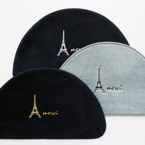 에펠탑 자수 반달 발매트 (3color)
